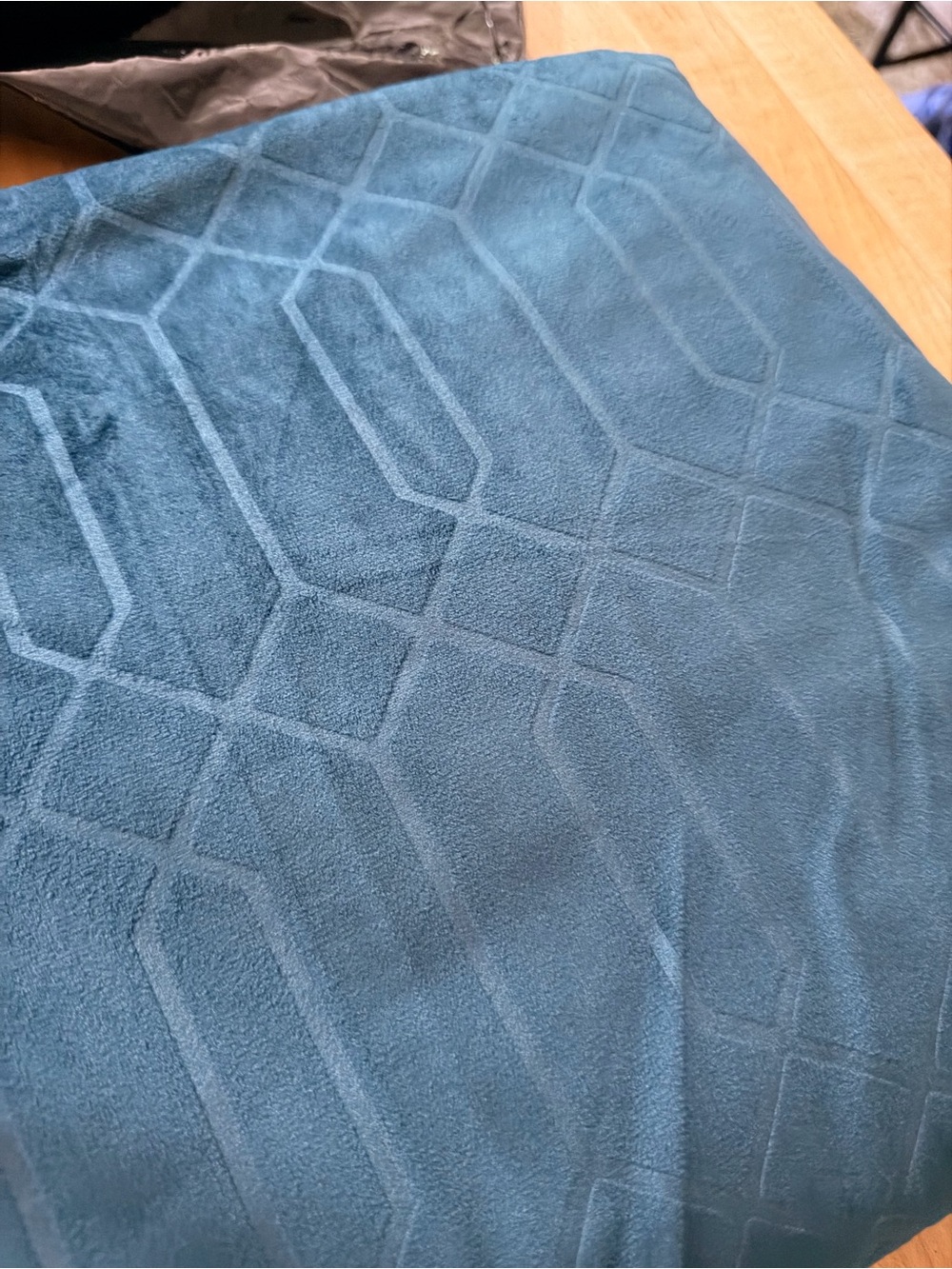 Plush Geo-Pattern curtain panels in Teal Blue